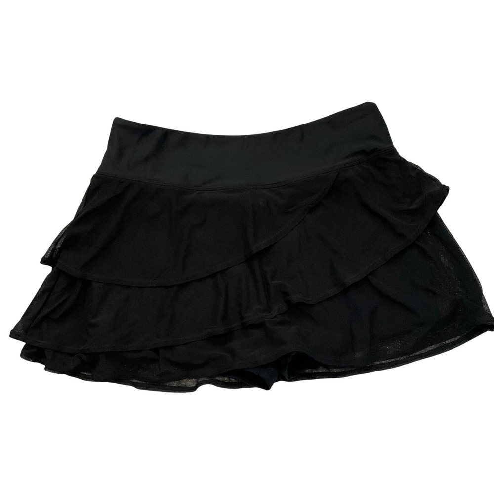 Black Tiered Ruffle Athletic Skort Large Tennis‎ Golf Active Skirt NWOT Coquette